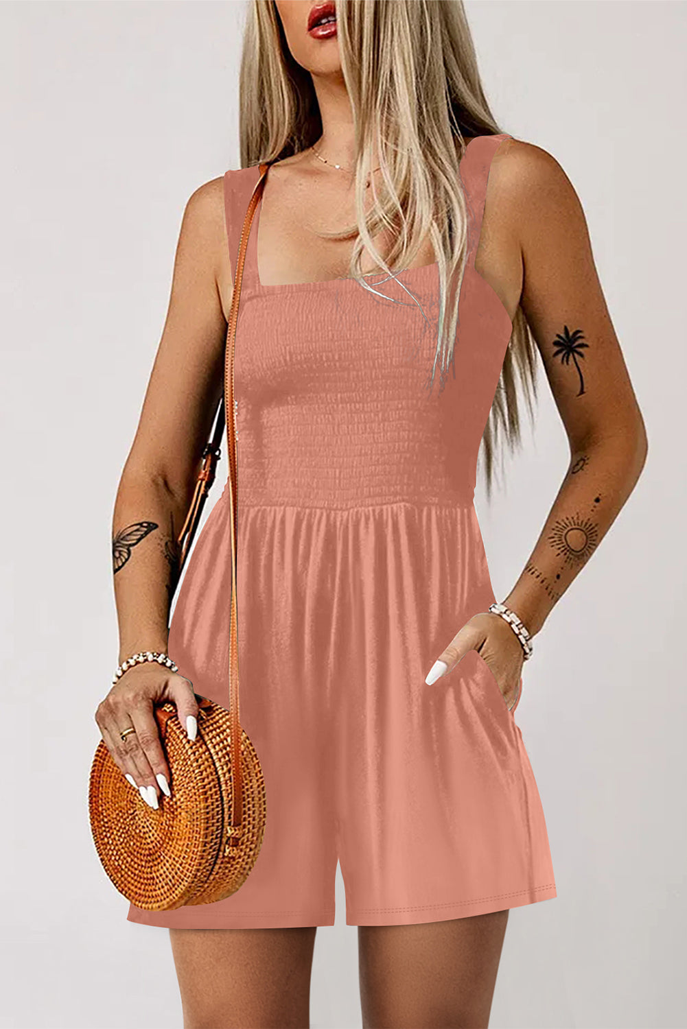 Ellis Casual Smocked Sleeveless Romper