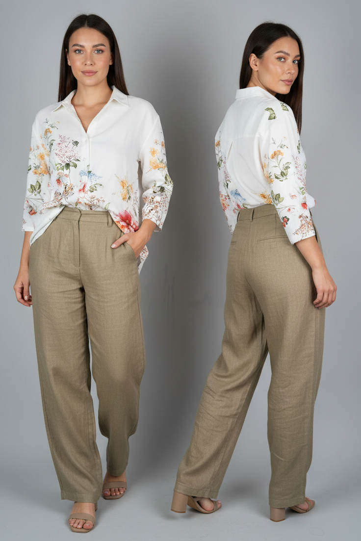 Chic Petal Cascade Linen Long Shirt by Bee You