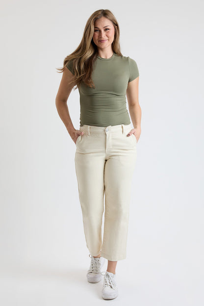 Women's High Rise Wide Leg Jeans with Elastic Back