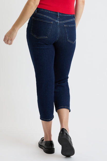 Women's High Rise Premium Stretch Cropped Slim Straight