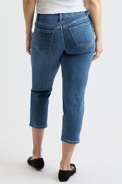 Women's High Rise Premium Stretch Cropped Slim Straight