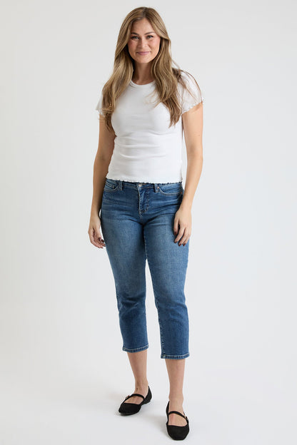 Women's High Rise Premium Stretch Cropped Slim Straight
