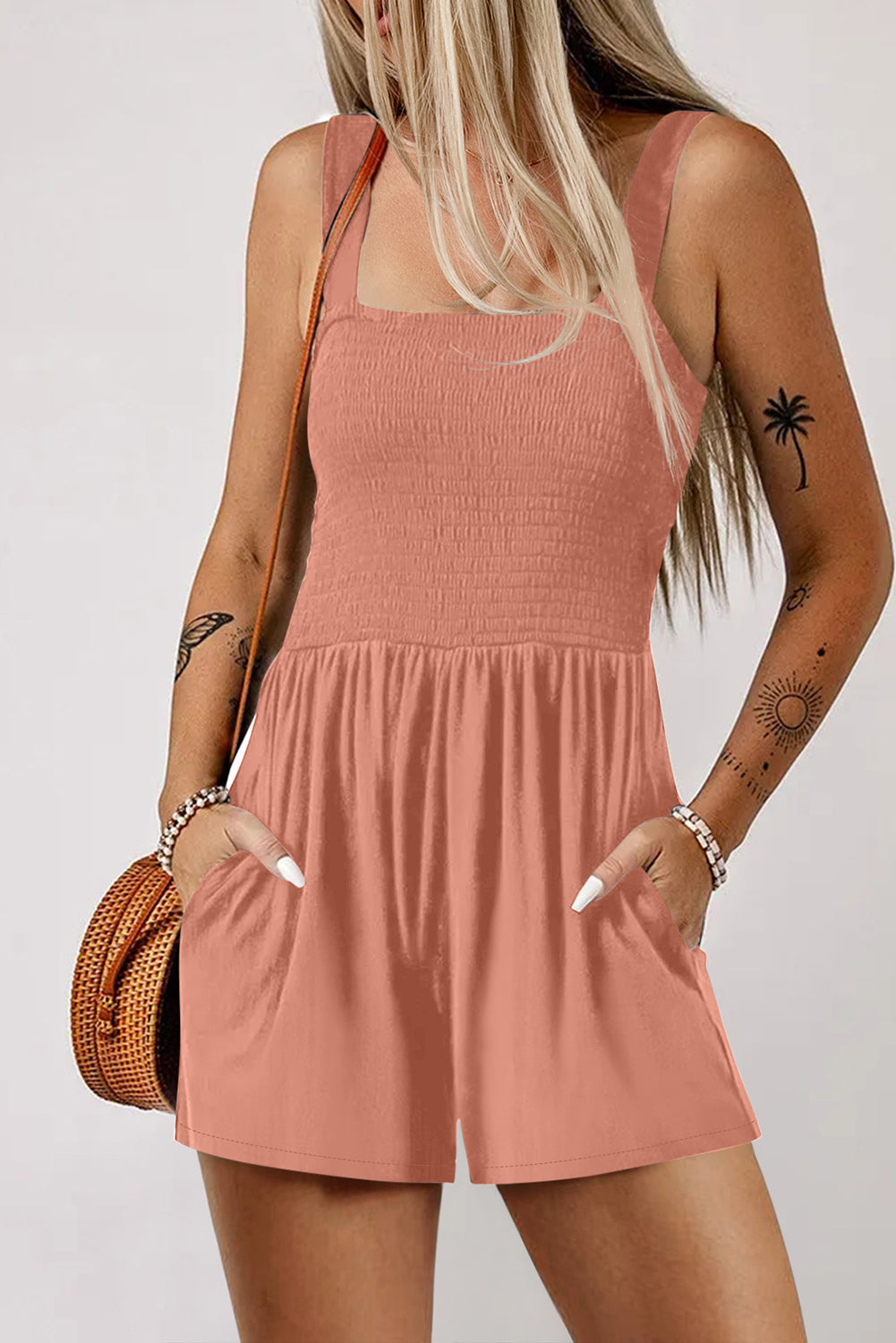Ellis Casual Smocked Sleeveless Romper