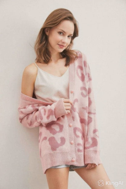 Cárdigan con botones de leopardo